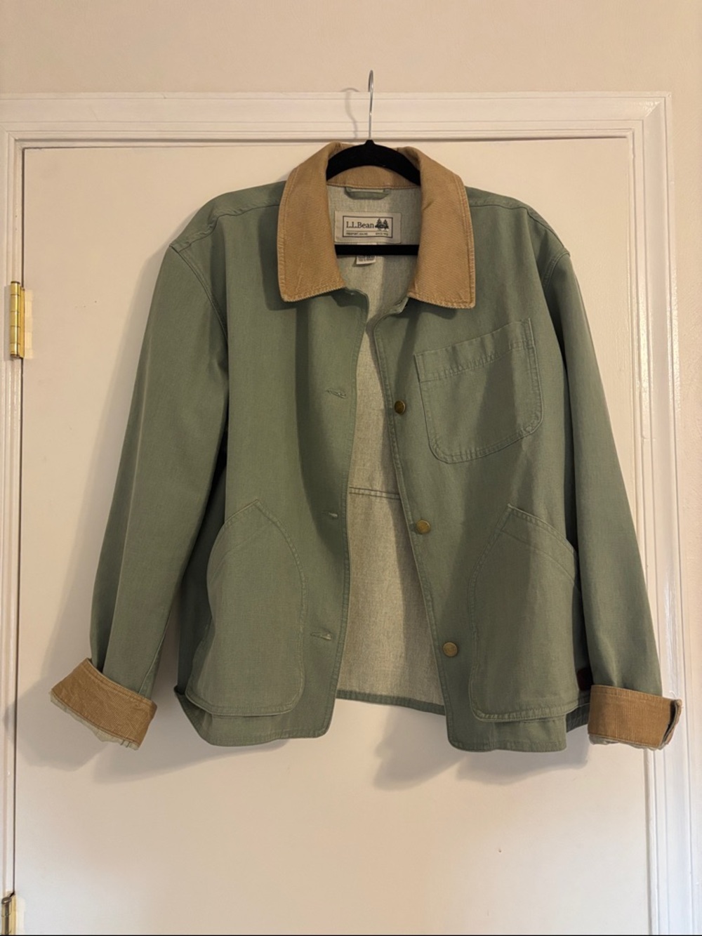 L.L. Bean Sage Canvas Lightweight Field Jacket with Corduroy trim - Sage
